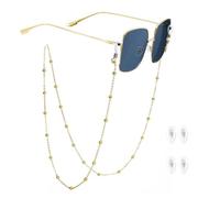 SwirlColor Cuerda Gafas Mujer, Cordón Dorado para Anteojos, Cadena de Anteojos con Cuentas, 30,7 Pulgadas/78 cm