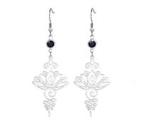 SwirlColor flor de loto pendientes colgantes mujeres, encanto curativo colgante, símbolo de yoga de loto colgante pendientes colgantes, joyas de acero inoxidable regalo de la mujer
