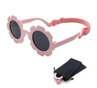 SwirlColor Gafas de Sol para Bebé y Niña con Flores Encantadoras, Refracción Flexible, Correa Ajustable, Polarizadas de 0 a 24 Meses con Bolsas y Tela