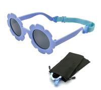 SwirlColor Gafas de sol para bebés, gafas de sol para niños de flores encantadoras, gafas de sol para niños y niñas con bandas ajustables para hombros y polarización flexible, adecuadas para - azul