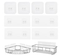 SwirlColor Ganchos Adhesivos para Organizador de Ducha, 8 Individual y Doble Ganchos Adhesivos para Estantes de Ducha Transparentes Pegajosos Para Ducha Cesta de Estante en la Esquina de Caddy