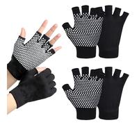 SwirlColor Guantes Yoga Antideslizantes Mujer, Guantes de Agarre para Ejercicios de Pilates sin Dedos con Puntos de Silicona Blanca 2 Pares