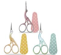 SwirlColor Juego de 3 Tijeras Bordar, Tijeras Pequeñas de Cigüeña, Tijeras Manualidadesde Acero Inoxidable para Costura Artesanal con Cubierta de Tijeras de Cuero Falso