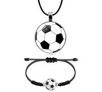SwirlColor Juego de pulsera de fútbol y collar de fútbol, regalos de fútbol trenzado ajustable para fans de fútbol de niñas