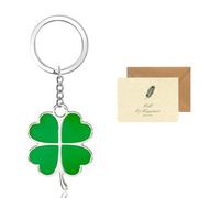 SwirlColor llaveros originales, llaveros de trébol de cuatro hojas llaveros de fortuna de trébol verde con tarjeta de bendición regalo de buena suerte para nuevo trabajo en el examen