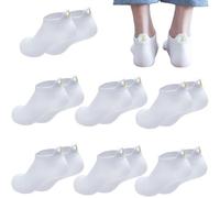 SwirlColor medias cortas mujer 35-40, 7 pares de semanales lindos calcetines mujer divertidos de tobillo margaritas bordados calcetines cortos transpirables para mujeres