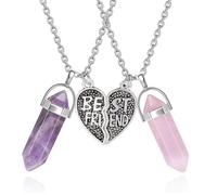 SwirlColor mejores amigas collares, collares de mejores amigas para 2 de cristal terapéutico collar en forma de corazón conjunto de joyas de collar regalo para mejor amiga mujeres niña