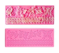 SwirlColor Molde De Pastel De Mariposa - Pequeño Molde de encaje de silicona Flor de fondant de azúcarfor