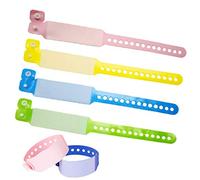 SwirlColor Pulsera Identificación para Niños, 100 Pieza Muñequeras Desechables de PVC Banda de Eventos Pulseras Seguridad para Niños - (Niño, Rosa+Amarillo+Azul+Verde)