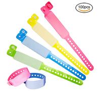 SwirlColor Pulsera Identificativa Adultos, 100 Pieza Pulseras para Eventos VIP Desechables PVC Pulseras de Seguridad para Adolescentes - (Adulto, Rosa+Amarillo+Azul+Verde)