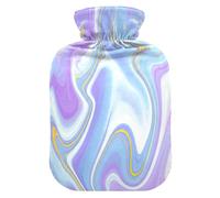 Swirls - Botella de agua caliente de mármol con funda de forro polar suave, bolsa de agua caliente para aliviar el dolor de cuello y hombros, terapias frías y calientes, talla L