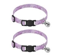 Swirls - Collar para perro pequeño de mármol morado con campana, paquete de 2 collares para mascotas, longitud ajustable de 10.6 a 17.1 pulgadas
