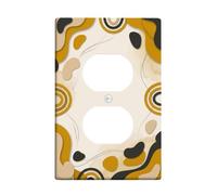 Swirls - Placa de pared dúplex con círculos abstractos modernos, curvas, ninguno mostaza, plástico, tamaño estándar, doble toma de corriente, para decoración de apartamentos, hogar, dormitorio