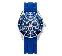 swiss alpine military 7034.9 Reloj analógico de Cuarzo para Hombre con cronógrafo de Silicona, Acero/Azul/Azul - 9835sam, Correa