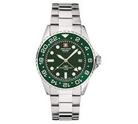 Swiss Alpine Military GMT 7052 Reloj analógico para hombre, acero inoxidable, Acero/Verde/Verde - 1134sam.