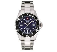 Swiss Alpine Military Master Diver 7053.1 Reloj analógico de cuarzo para hombre, acero inoxidable, Acero/Negro/Azul - 1138sam, Deportes