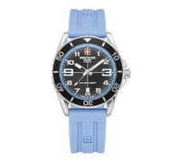 swiss alpine military Reloj analógico de cuarzo 7029.1 para hombre, silicona, Acero/silicona/azul claro - 1831sam, Correa