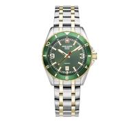 swiss alpine military Reloj analógico de cuarzo 7034.1 para hombre, acero inoxidable, Bic-oro/Bic-oro/Verde - 1144sam, Pulsera