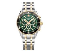 Swiss Alpine Military Reloj analógico de Cuarzo cronógrafo 7034.9 de Acero Inoxidable para Hombre, 9148sam - BIC-Dorado/Verde-Sam, Pulsera