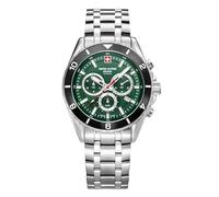 Swiss Alpine Military Reloj analógico de Cuarzo cronógrafo 7034.9 de Acero Inoxidable para Hombre, Acero/Acero/Verde-sw - 9138sam, Pulsera