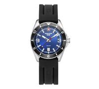 swiss alpine military Reloj analógico de cuarzo para hombre, silicona 7034.1, Acero/Negro/Azul-sw - 1839sam