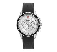 Swiss Alpine Military Reloj cronógrafo analógico de cuarzo 7089.9 de silicona para hombre, Acero/Negro/Plata - 9832sam, Correa
