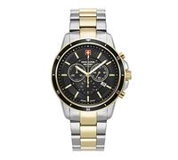 swiss alpine military Reloj cronógrafo analógico de Cuarzo 7089.9 para Hombre, Acero Inoxidable, BIC-Oro/Negro/Negro - 9147sam, Pulsera