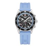 swiss alpine military Reloj cronógrafo analógico de cuarzo 7029.9 de silicona para hombre, Acero/silicona/azul claro - 9831sam, Correa