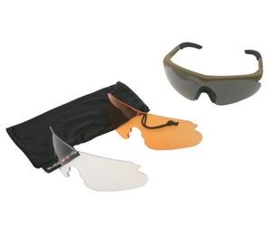 Swiss Eye Gafas Raptor, marco -goma marrón, 3 lentes, revestimiento antivaho/antiarañazos [10162]