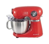 SWISS HAUS - Batidora multifuncional - 1000 W - 12 velocidades - Bol de acero inoxidable de 5 L - Batidor, varillas y gancho para amasar - Colección Lake Geneva, rojo - Cabezal elevable de seguridad