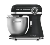 SWISS HAUS - Batidora multifuncional de pie - 1500 W - 12 velocidades - Bol de acero inoxidable de 7 L - Batidor, varillas y gancho para amasar - Colección Lake Geneva, negro -