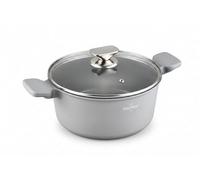 SWISS HAUS - Cacerola con tapa Basel Premium Collection - Aluminio forjado - Revestimiento cerámico antiadherente - Apta para todo tipo de cocinas- Ø 24 x 11 cm Gris