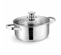 SWISS HAUS - Cacerola de acero inoxidable - Colección Montreux - Apta para todo tipo de cocinas - Tapa de cristal - 24 x 10 cm - 4,7 L - Cocina sana y uniforme