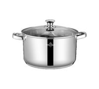 SWISS HAUS - Cacerola de la colección Davos - Acero inoxidable 201 - Tapa de cristal - Base multicapa - Apta para todo tipo de cocinas - Gran capacidad - Ø 28 x 16 cm - SH-DC28C