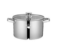 SWISS HAUS - Cacerola de la colección Engelberg - Tapa de cristal - Cuerpo de acero inoxidable 201 - Base de triple capa de acero, aluminio y hierro - Apta para todo tipo de cocinas - Ø 24 x 14 cm