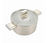 SWISS HAUS - Cazuela de Ø 24 x 11 cm con tapa, Colección Castillo de Speiez - Aluminio forjado, revestimiento cerámico antiadherente - Apta para todo tipo de cocinas- Champagne - SH-SCC24CH
