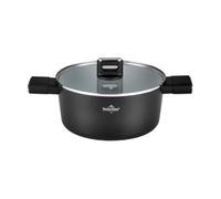 SWISS HAUS - Cazuela de Ø 28 cm con tapa, Colección Castillo Speiez - Aluminio forjado, revestimiento cerámico antiadherente - Apta para todo tipo de cocinas - Negra - SH-SCC28B