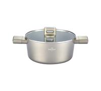 SWISS HAUS - Cazuela de Ø 28 x 8,5 cm con tapa, Colección Castillo Speiez - Aluminio forjado, revestimiento cerámico antiadherente - Apta para todo tipo de cocinas - Champagne - SH-SCC28CH