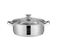 SWISS HAUS - Cazuela de 28 x 12 cm con tapa - Colección Montreux, acero inoxidable - 7,3 litros - Apta para todo tipo de cocinas - Base gruesa, apta para horno