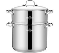 SWISS HAUS - Olla para cuscús Zermatt Glacier Collection SH-VC26 - Apta para todo tipo de cocinas - Acero inoxidable 2 en 1 - Ø26 cm 14 L - Cocina saludable, libre de PFAS, asas que no se calientan