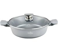 SWISS HAUS - Sartén Basel Premium Collection con tapa - Aluminio forjado - Revestimiento cerámico antiadherente - Apta para todo tipo de cocinas- Ø 34 x 9,5 cm Gris plata - Capacidad extragrande