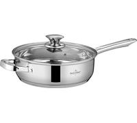 SWISS HAUS - Sartén de 24 x 7,5 cm con tapa - Colección Davos, acero inoxidable - 3,4 litros - Apta para todo tipo de cocinas- Base gruesa apta para horno