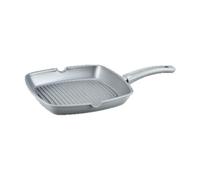 SWISS HAUS - Sartén grill Ø28 cm - Apta para todo tipo de cocinas- Colección Basel Premium - Aluminio forjado, cerámica antiadherente, gris plata - Base ranurada