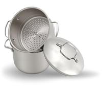 SWISS HAUS - Zermatt Glacier Collection SH-VC24 Olla para cuscús - Apta para todo tipo de cocinas - Acero inoxidable 2 en 1 - Ø24cm 12L - Cocina saludable - Libre de PFAS - Asas con punta fría