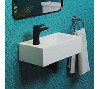 Swiss Madison SM-WS315 - Fregadero rectangular de cerámica para colgar en la pared de 49.5 x 25.4 cm con soporte de grifo lateral izquierdo
