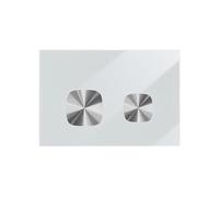 Swiss Madison Verre - Placa de actuador de vidrio de doble descarga para montaje en pared, color blanco brillante con botones plateados