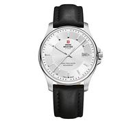 Swiss Military by Chrono Reloj Hombre Reloj de Pulsera Movimiento de Cuarzo con Pulsera de Cuero Reloj de Hombre Analógico Plata SM30200.11