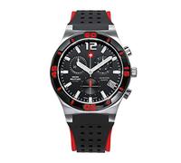 Swiss Military by Chrono Reloj para Hombre Cronógrafo Movimiento de Cuarzo con Pulsera de Silicona Reloj Analogico Hombre Reloj de Pulsera Plateado SM34015.06