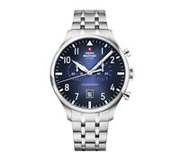Swiss Military by Chrono SM34098.03 - Reloj de pulsera analógico para hombre con cronógrafo, mecanismo de cuarzo con correa de acero inoxidable, color plateado