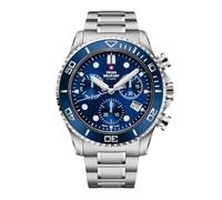 Swiss Military by Chrono SM34101.02 - Reloj de pulsera analógico para hombre con cronógrafo, mecanismo de cuarzo con correa de acero inoxidable, color plateado, Pulsera